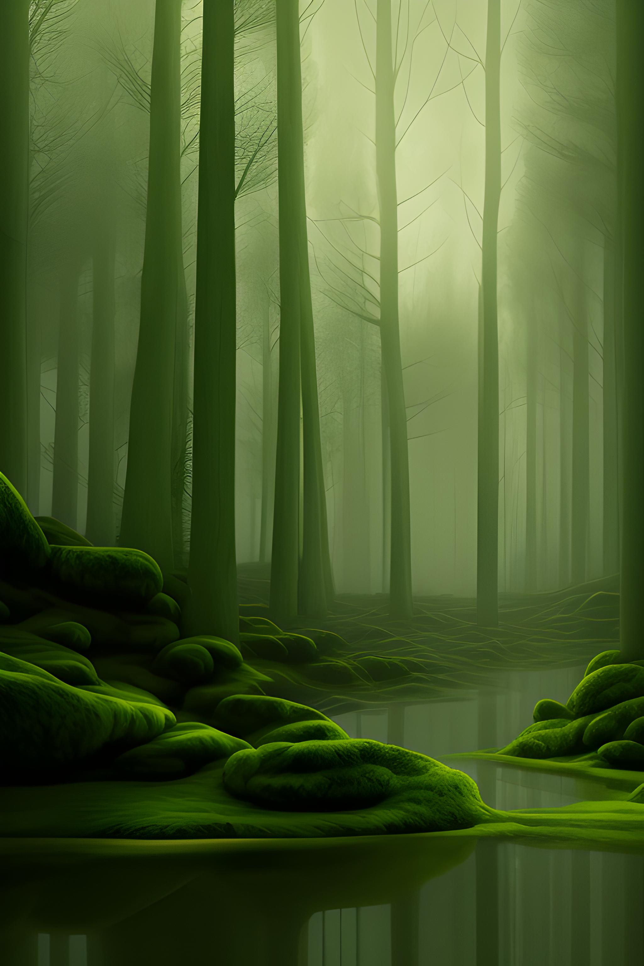 relaxing forest green, rain, nordic | Wallpapers.ai